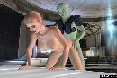 Fille nue baise alien vert dans fantasy sim porno